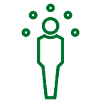 green person with ideas icon