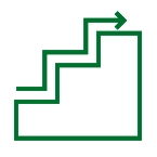 green line drawing of the pathway up a set of steps