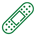 Green line drawing of band-aid