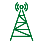 green line drawing on radio tower sending signal