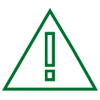 Green line drawing of a Hazard Sign with an exclamation mark 