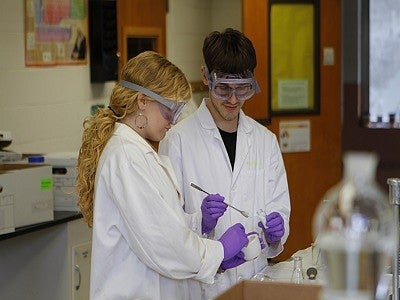Personal protective gloves in a lab