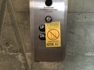 Elevator tagged out from service 