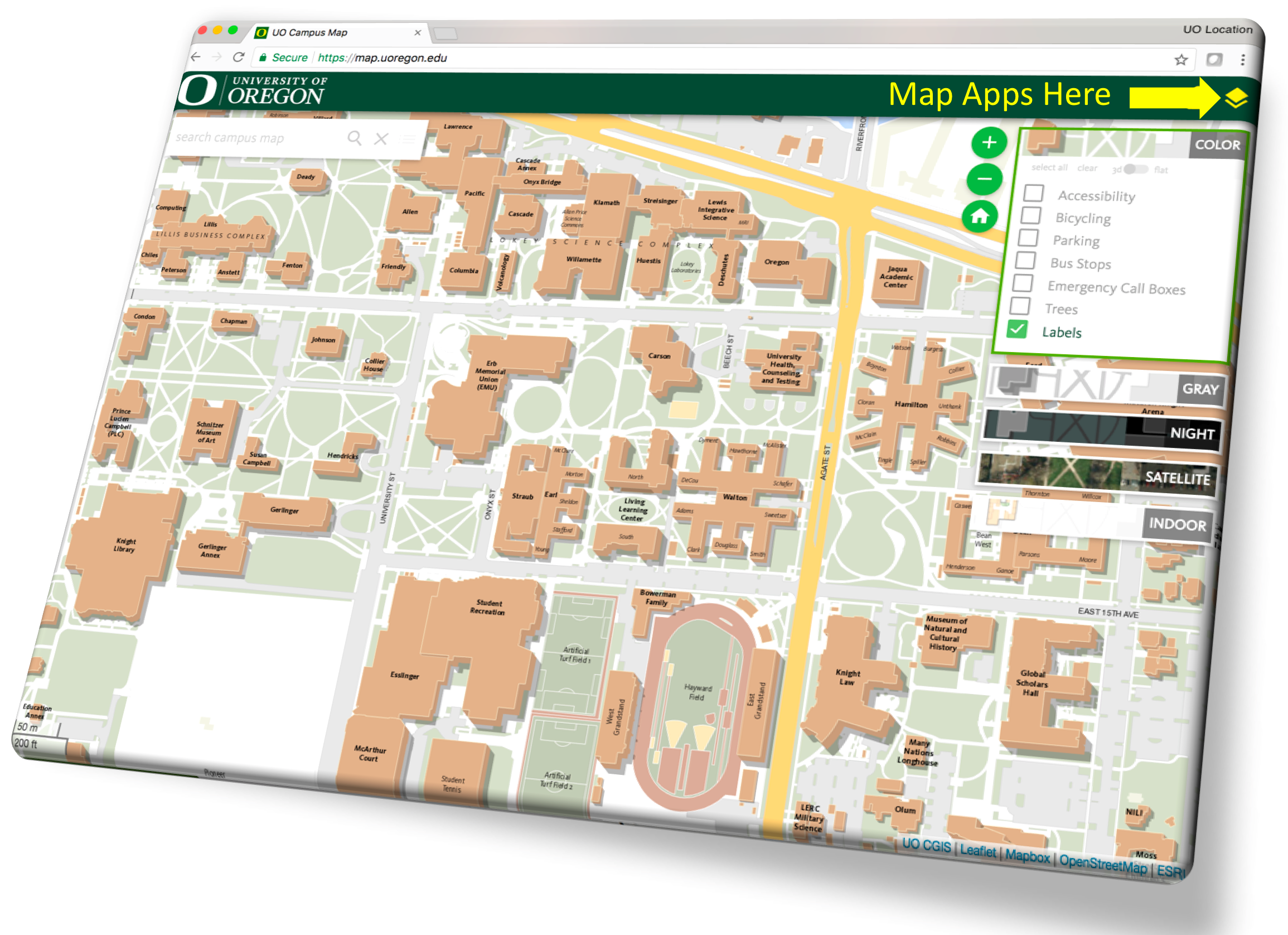 u of o map The Campus Map Safety And Risk Services u of o map